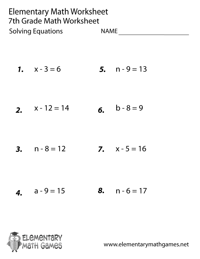 7th Grade Math Worksheets Printable