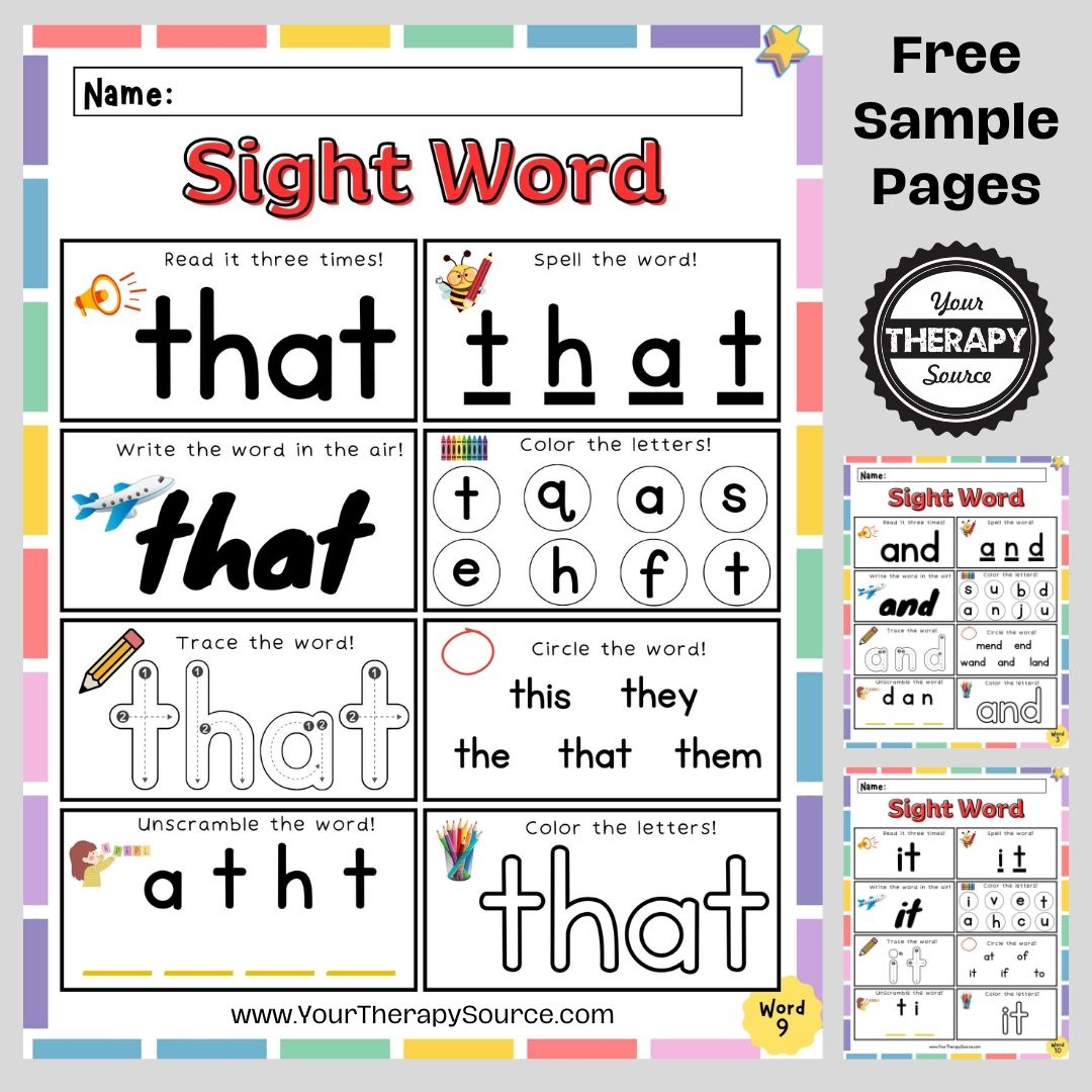 Free Printable Sight Word Worksheets For Kindergarten