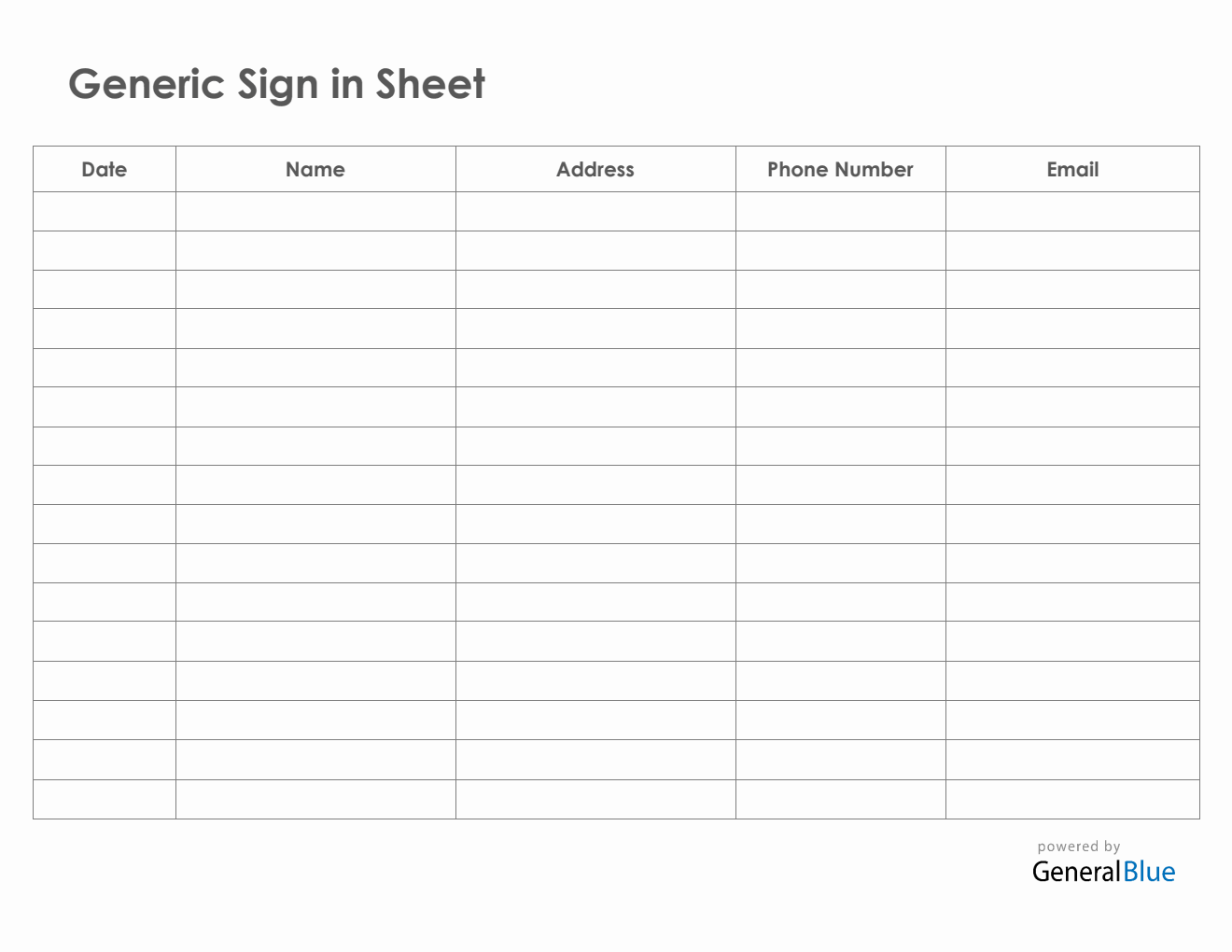 Printable Sign In Sheet Template Word