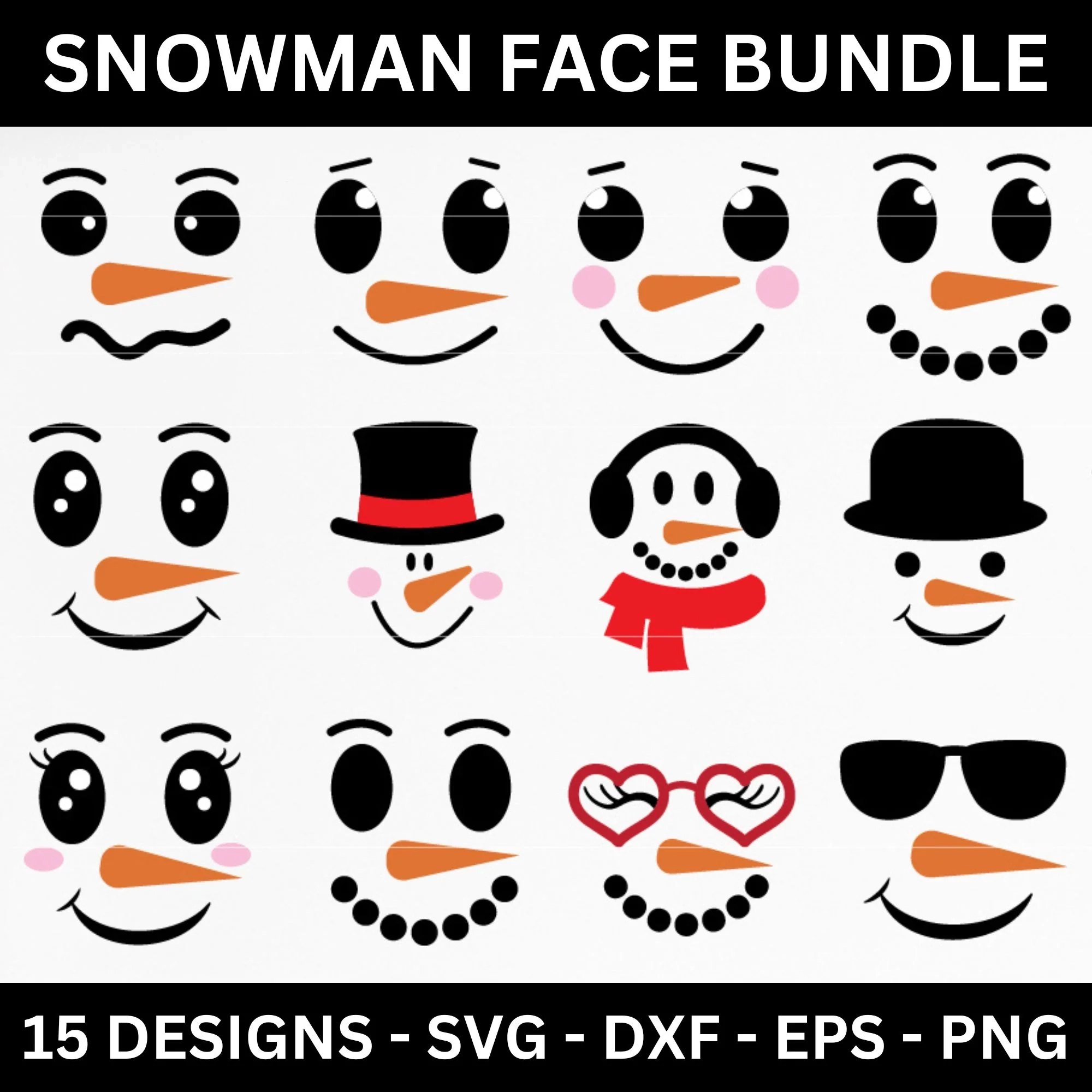 Snowman Faces SVG Bundle Free And Premium Files