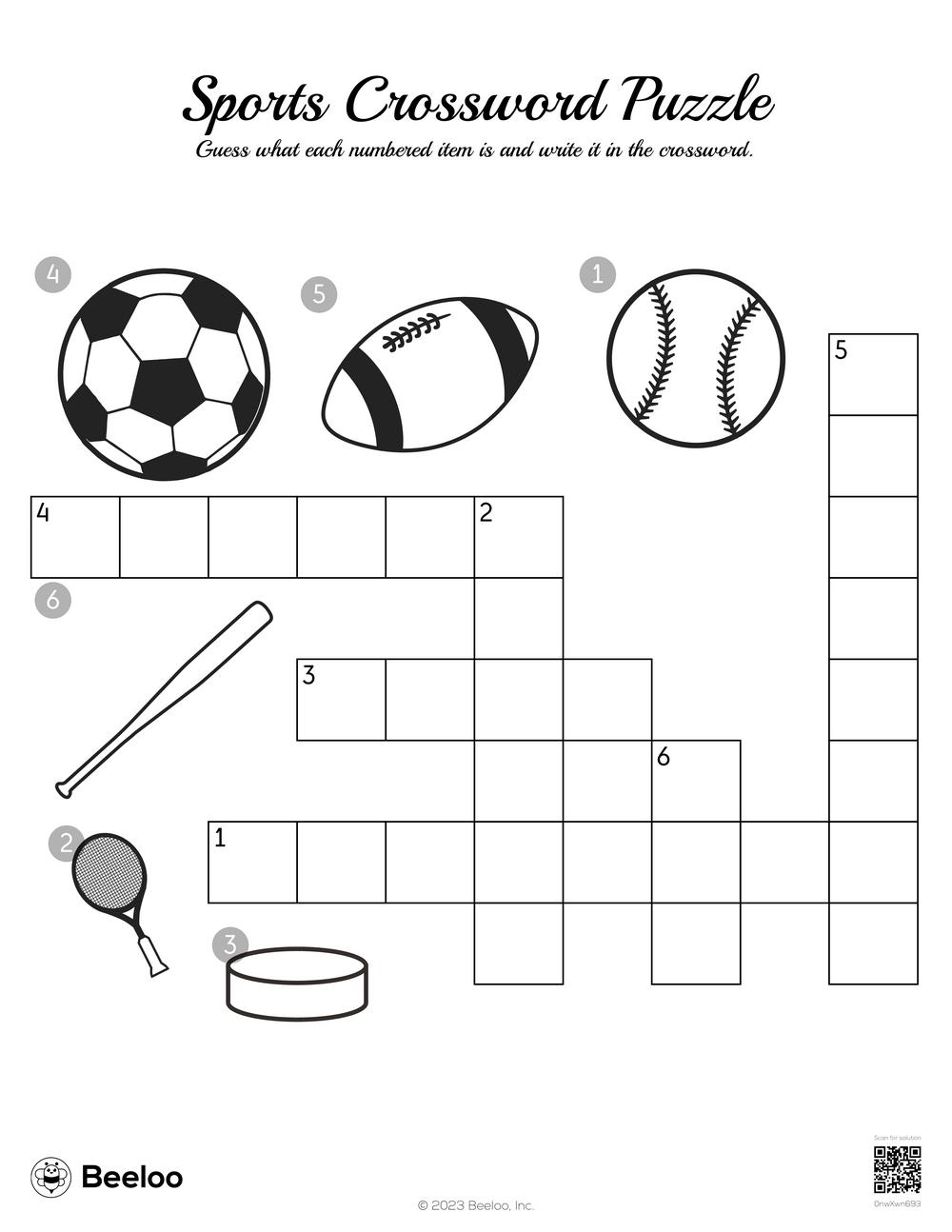 Sports themed Crossword Puzzles Beeloo Printable Crafts And 