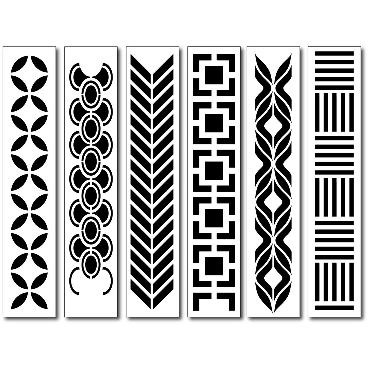 Stencil Up Geometric Borders set Of 6 HobbyMaker
