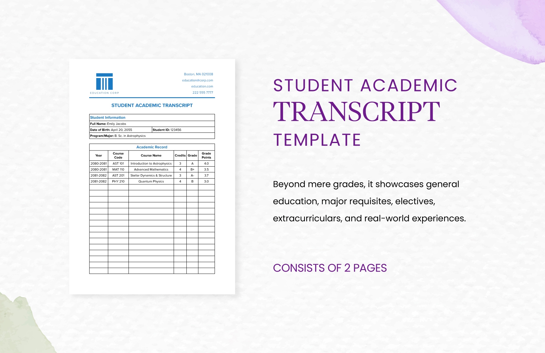 Free Printable Transcript Template
