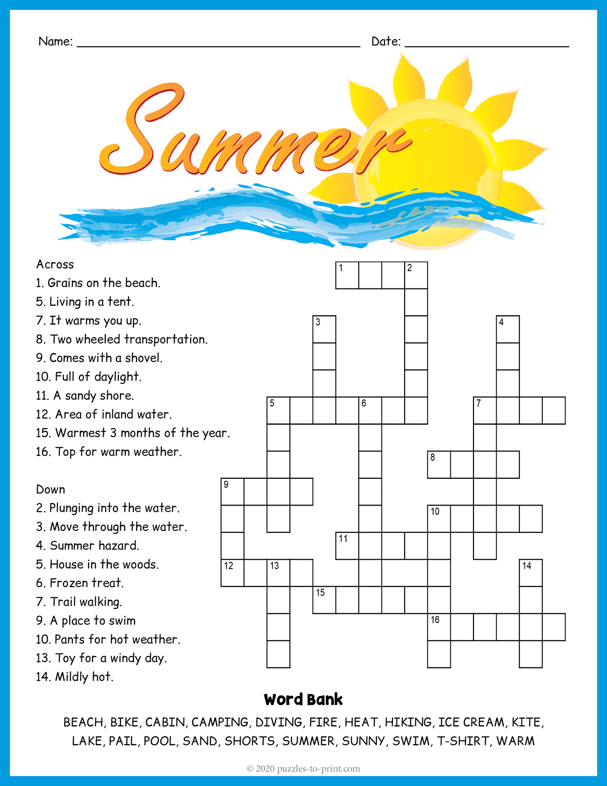 Esl Crossword Puzzles Printable