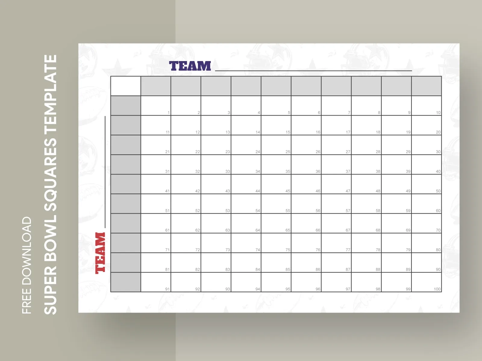 Free Printable Super Bowl Pool Template