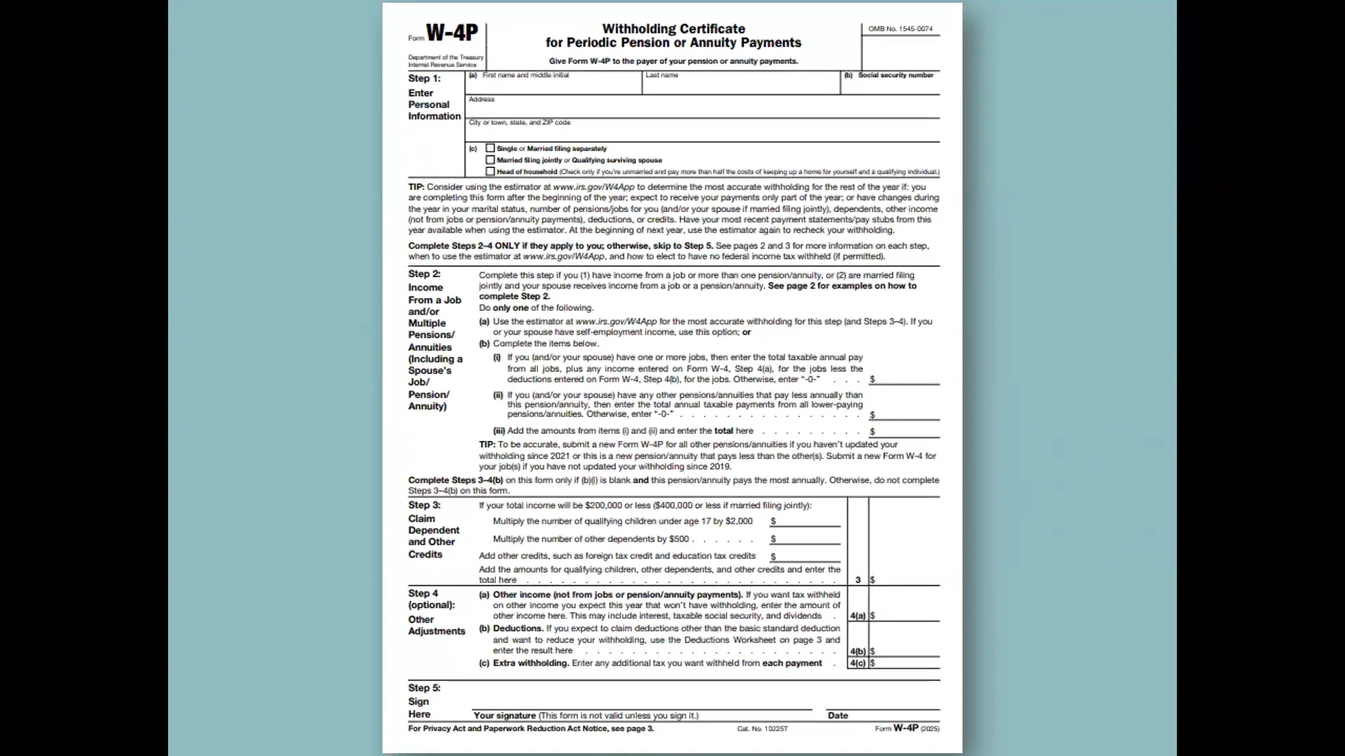 Irs Form W-4p