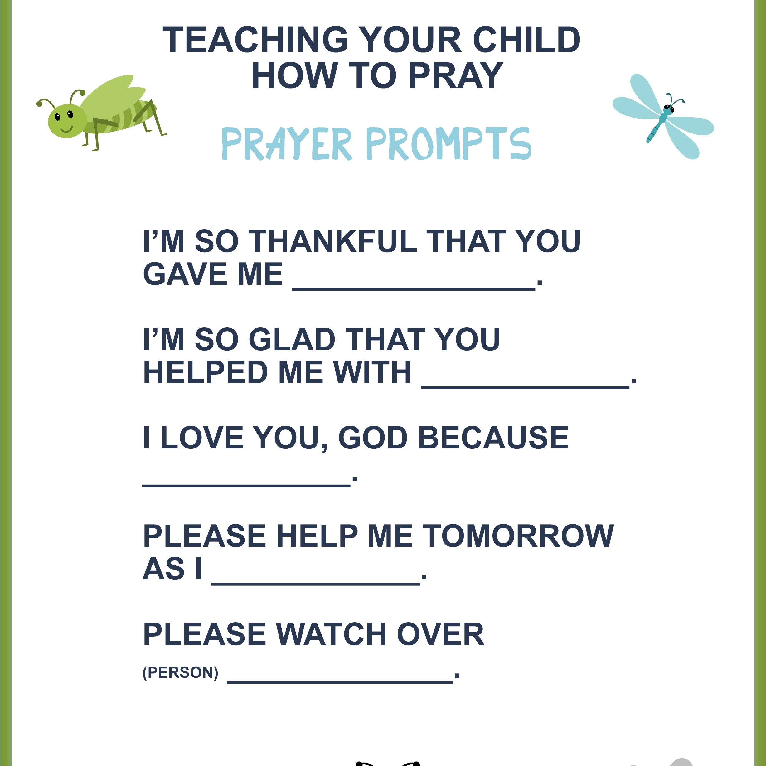 Free Prayer Printable For Kids