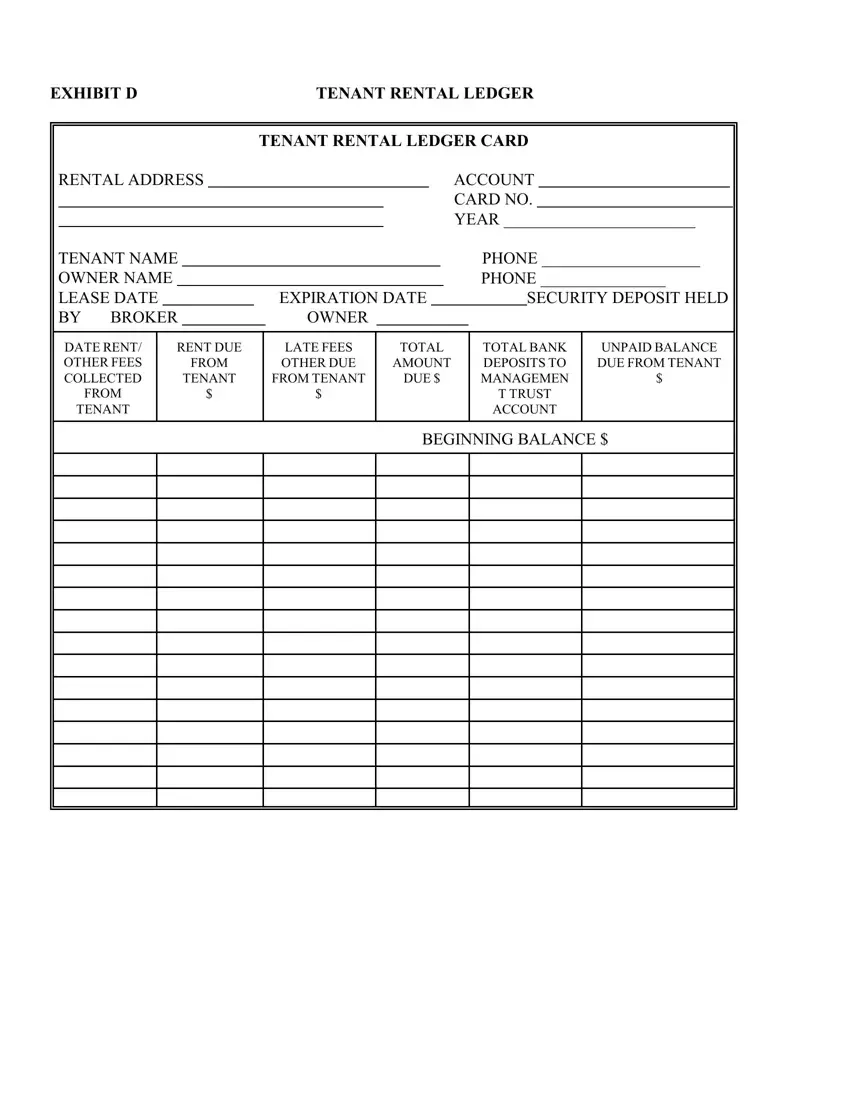 Printable Rent Ledger Template