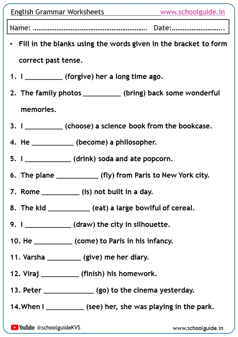 Tenses Worksheets
