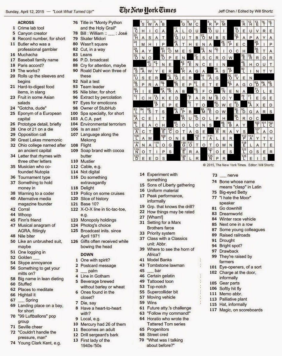 Ny Times Free Printable Crossword Puzzles