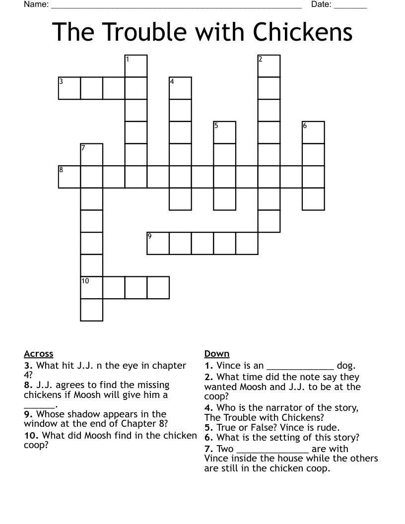 The Trouble With Chickens Crossword WordMint