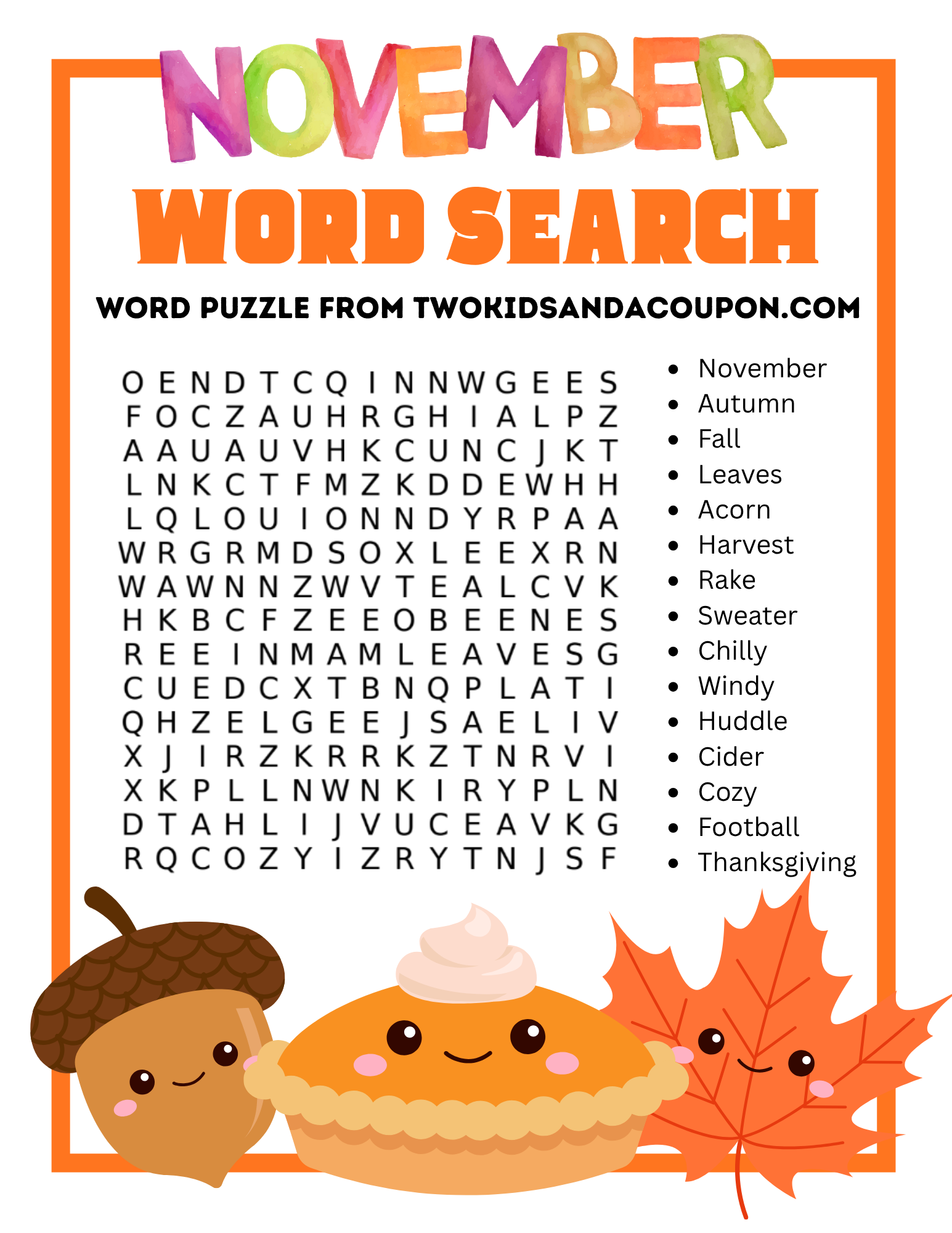 Free Printable November Puzzles