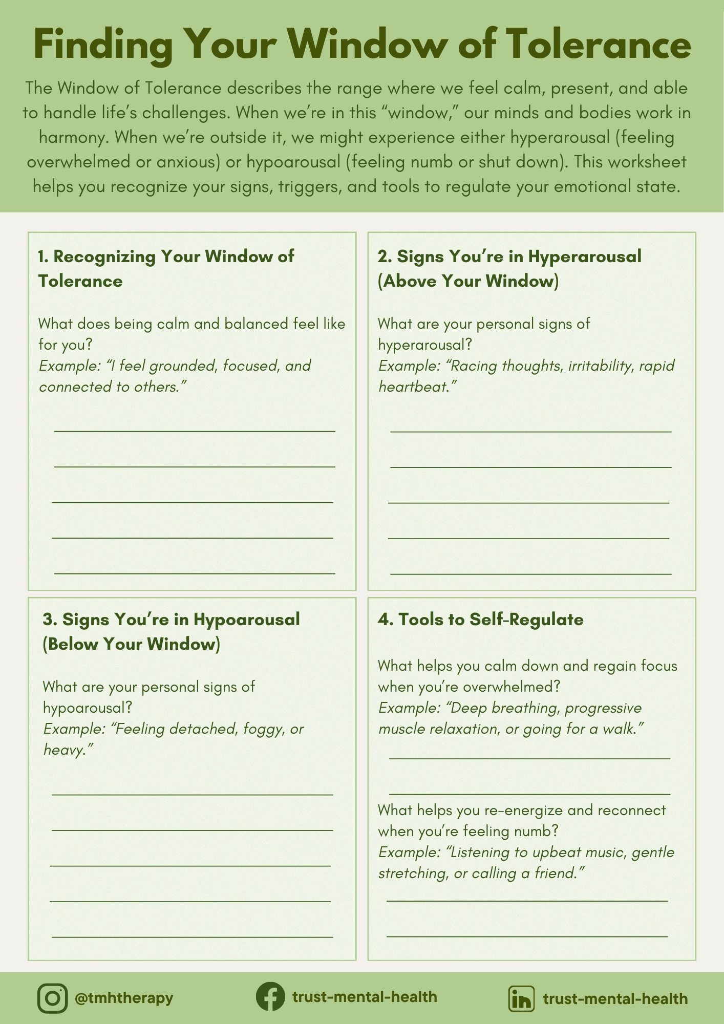 Printable Mental Health Worksheets