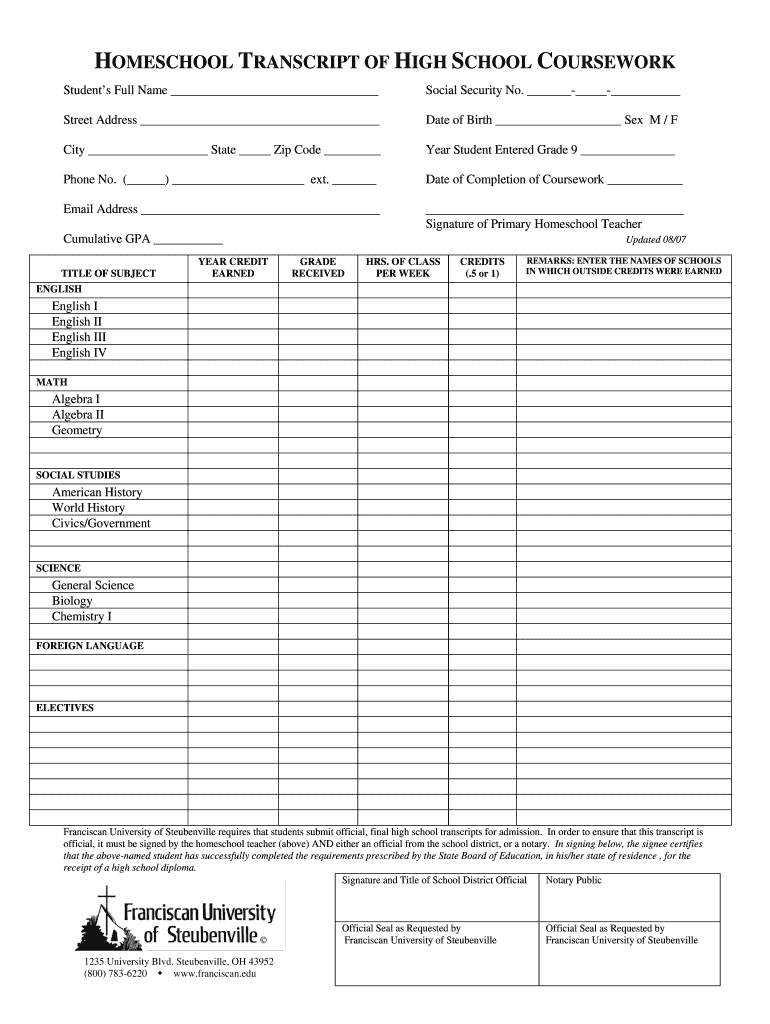 Transcript For Homeschoolers Free Fill Out amp Sign Online DocHub