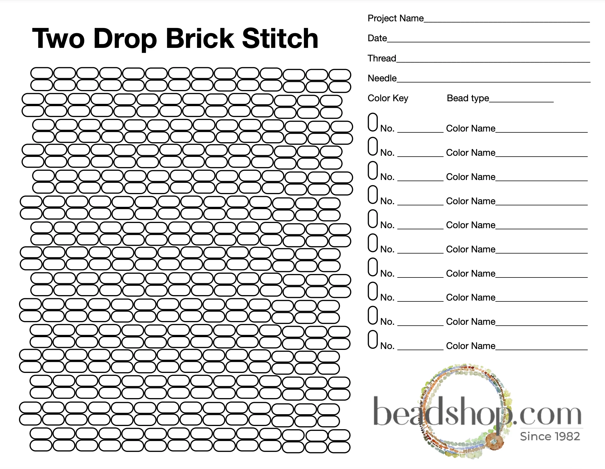 Two Drop Brick Stitch Graph Beadshop