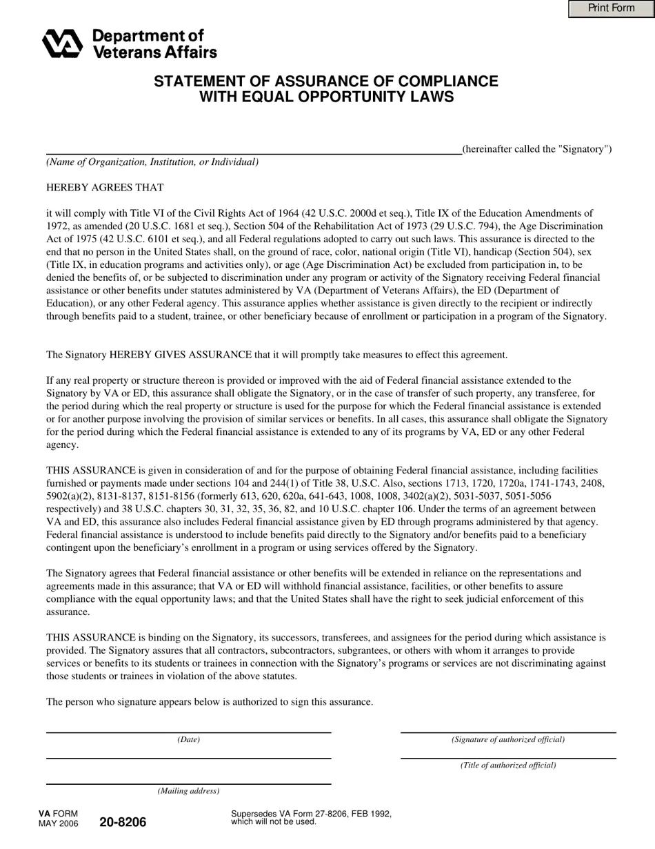 VA Form 20 8206 Fill Out Sign Online And Download Fillable PDF 