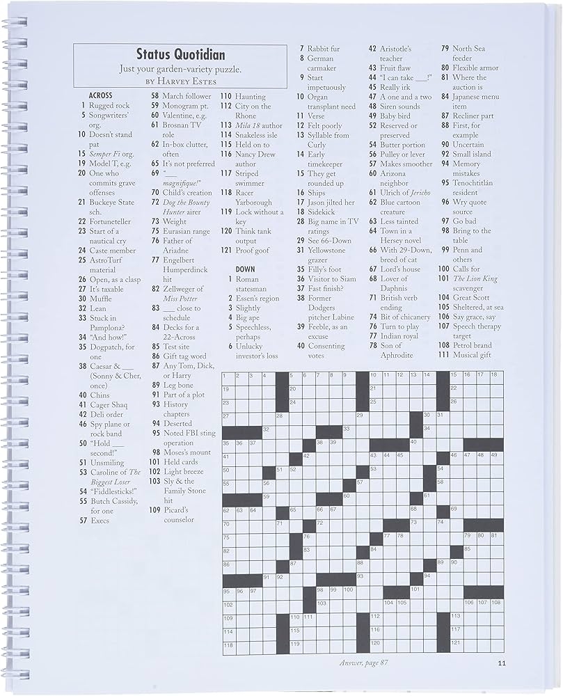 Walk In The Park Sunday Crosswords
