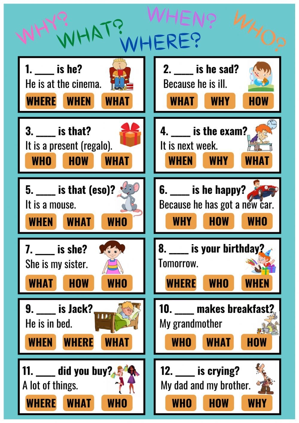 WH question Words Worksheet