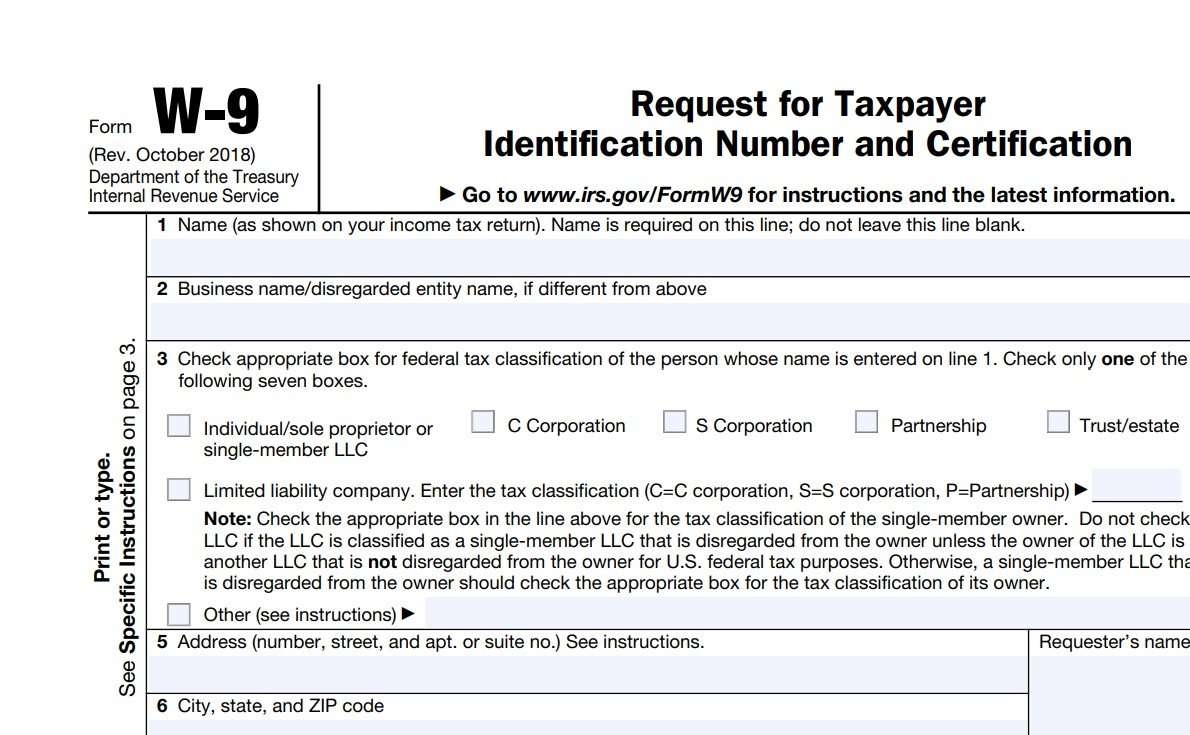 Irs Tax Form W9